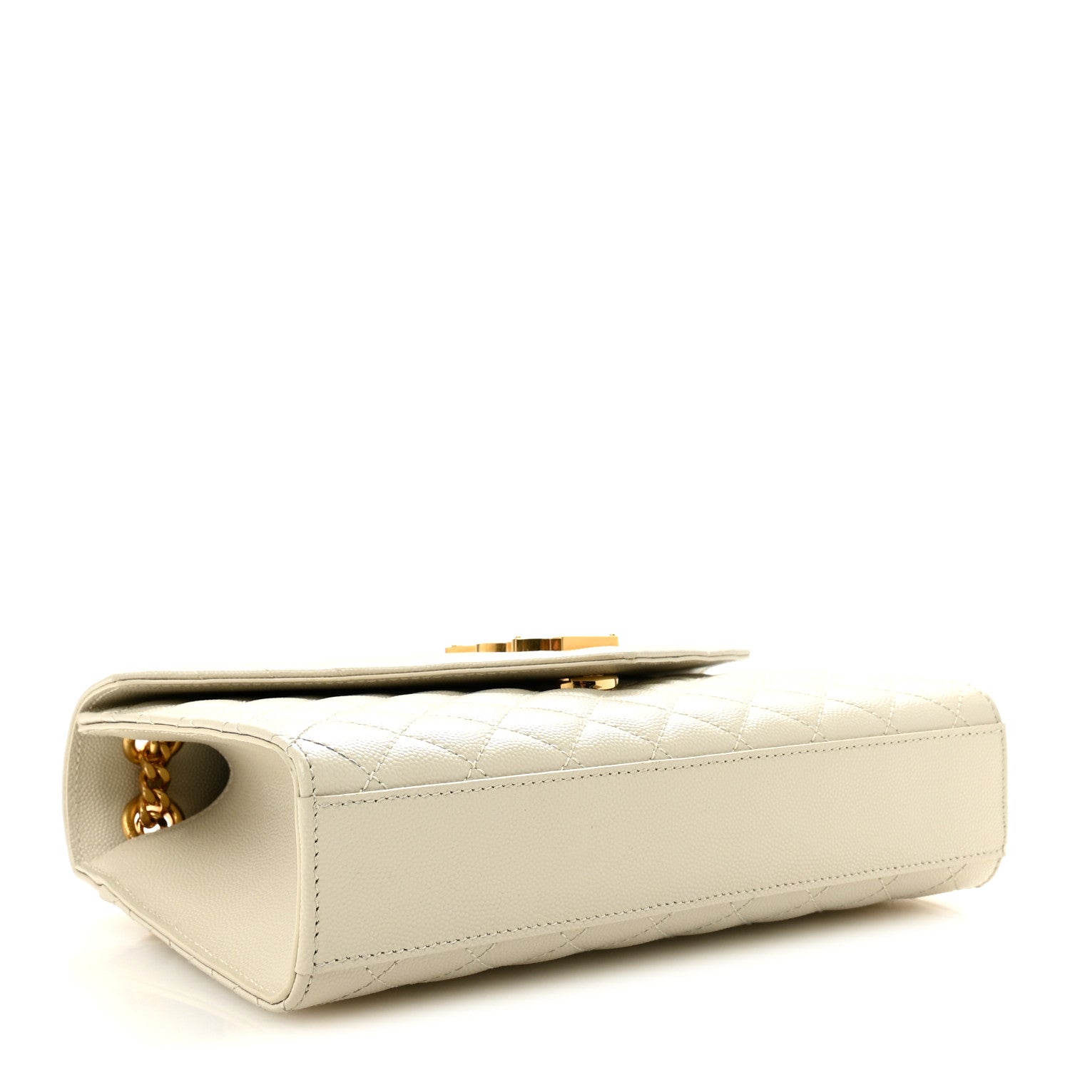 Saint Laurent Grain De Poudre Textured Mixed Matelasse Medium Triquilt Monogram Satchel Crema Soft 4 of 10