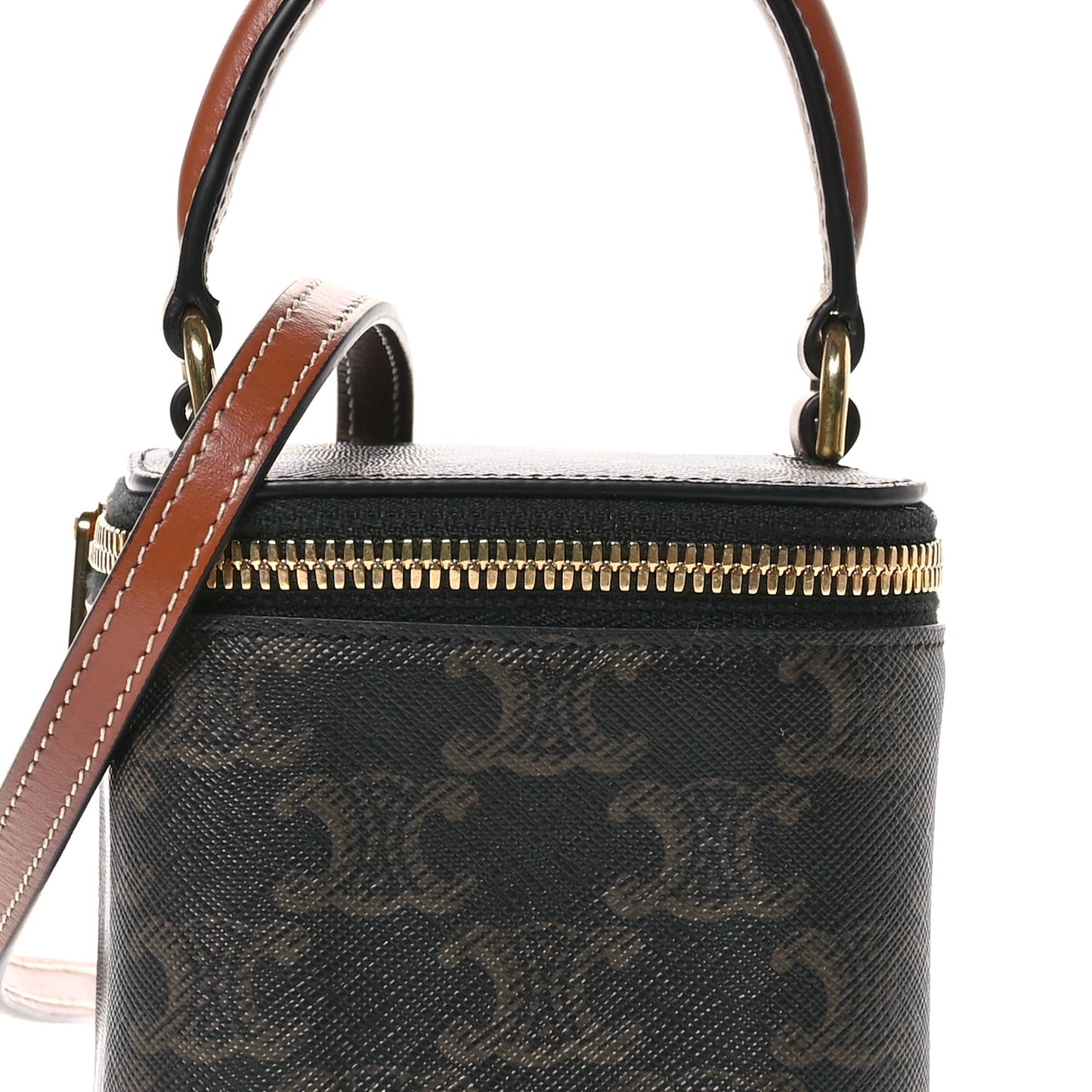 Triomphe Canvas Calfskin Mini Vanity Case Tan