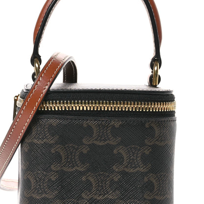 Celine Triomphe Canvas Calfskin Mini Vanity Case Tan 8 of 10