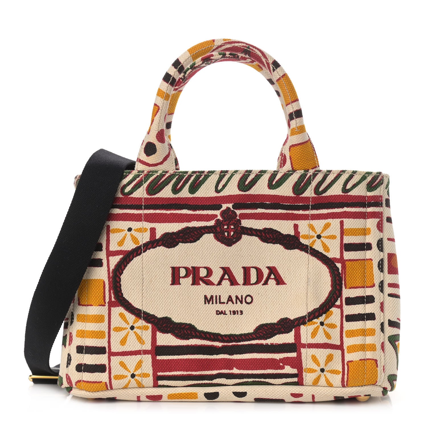 Prada Canapa Stampada Small Tote Multicolor 1 of 8