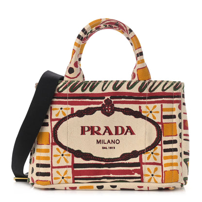 Prada Canapa Stampada Small Tote Multicolor 1 of 8