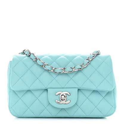 Chanel Lambskin Quilted Mini Rectangular Flap Light Blue 1 of 11