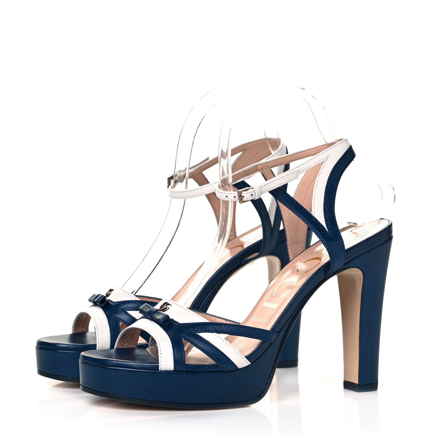 Gucci Malaga Kid Platform Sandals 38 Great White Blue Agata 3 of 7