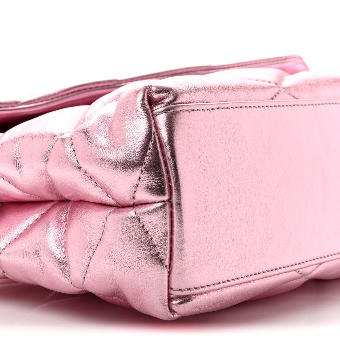 Metallic Lambskin Quilted Sade Puffer Envelope Clutch New Azalea