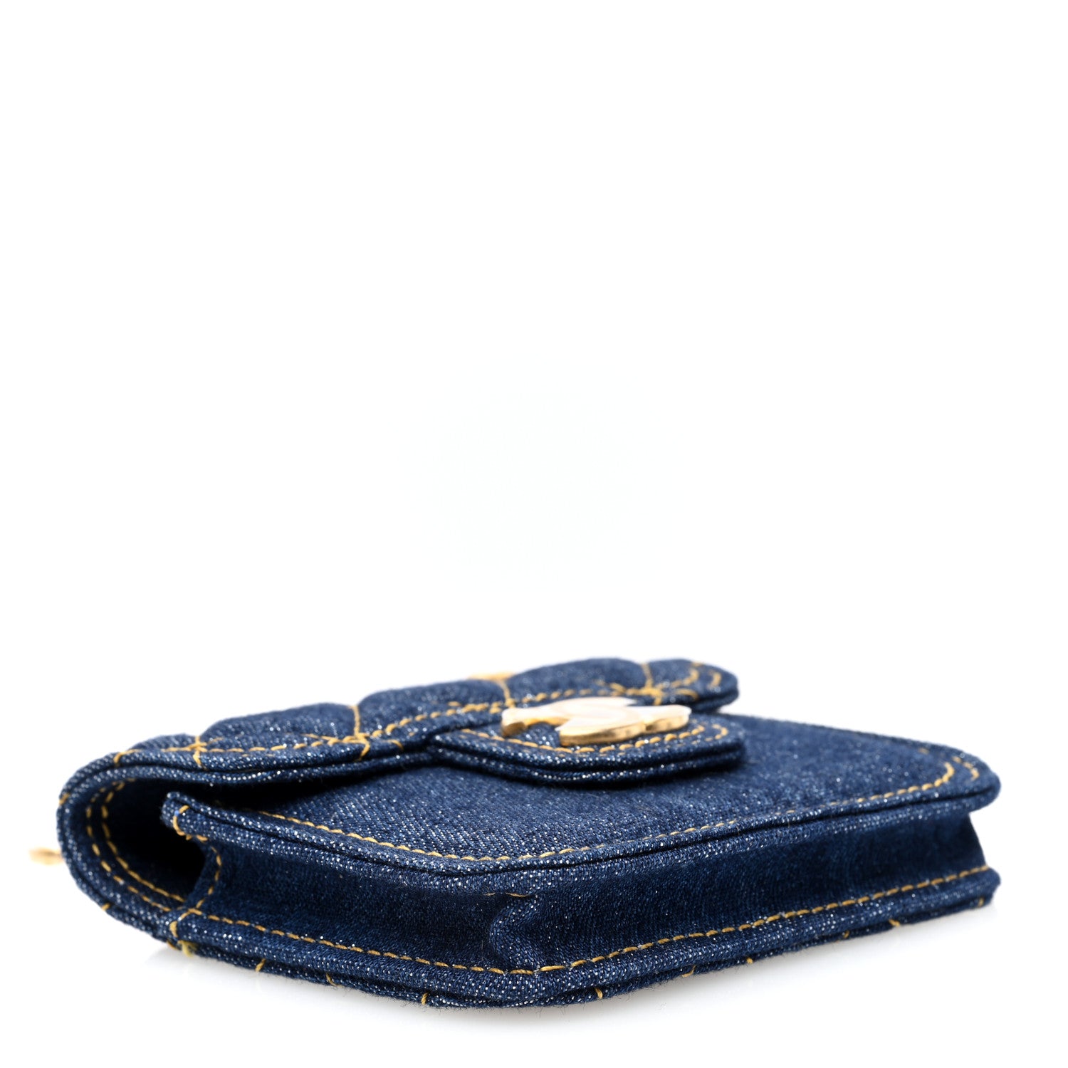 Chanel Denim Quilted Double You Flap Bag Charm Blue 4 of 8