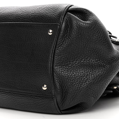 Salvatore Ferragamo Grained Calfskin Gancio Top Handle Convertible Satchel Black 9 of 10