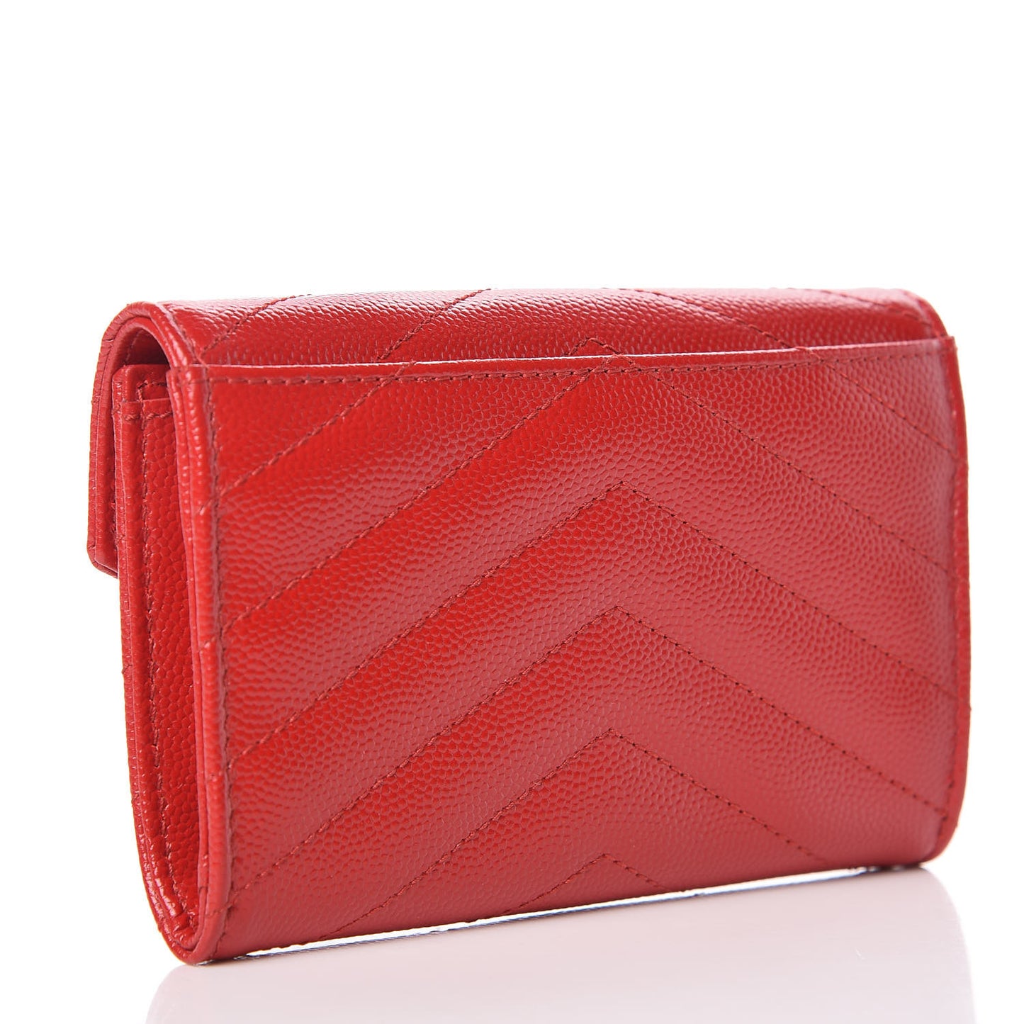 Grain De Poudre Matelasse Chevron Small Monogram Envelope Wallet Rouge Eros
