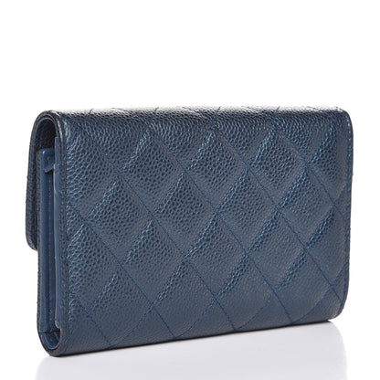 Chanel Metallic Caviar Quilted Small Flap Wallet Dark Blue 3 of 8