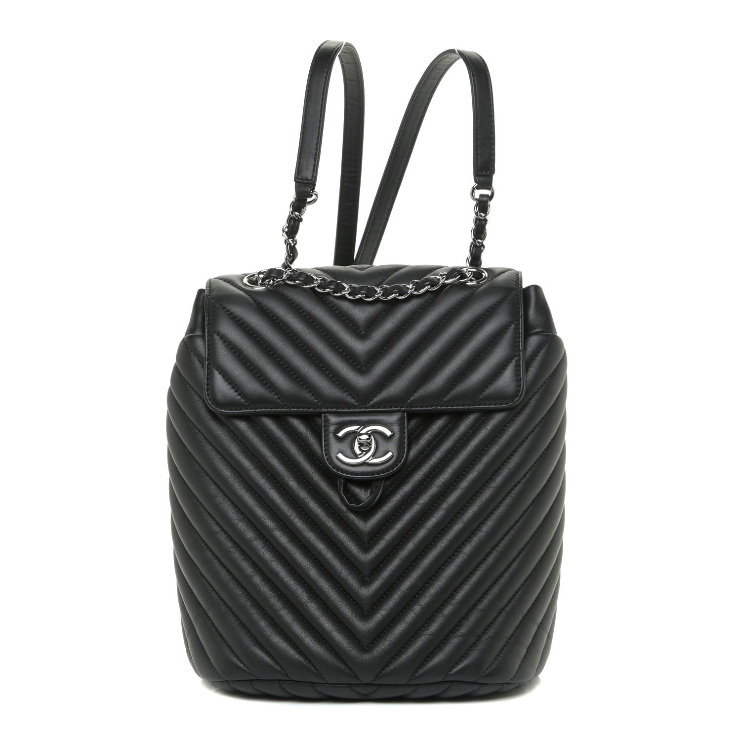 Chanel Calfskin Chevron Quilted Small Urban Spirit Backpack Black 1 of 14