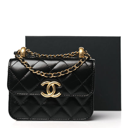Chanel Calfskin Quilted Perfect Fit Coin Purse With Chain Black 12 of 12