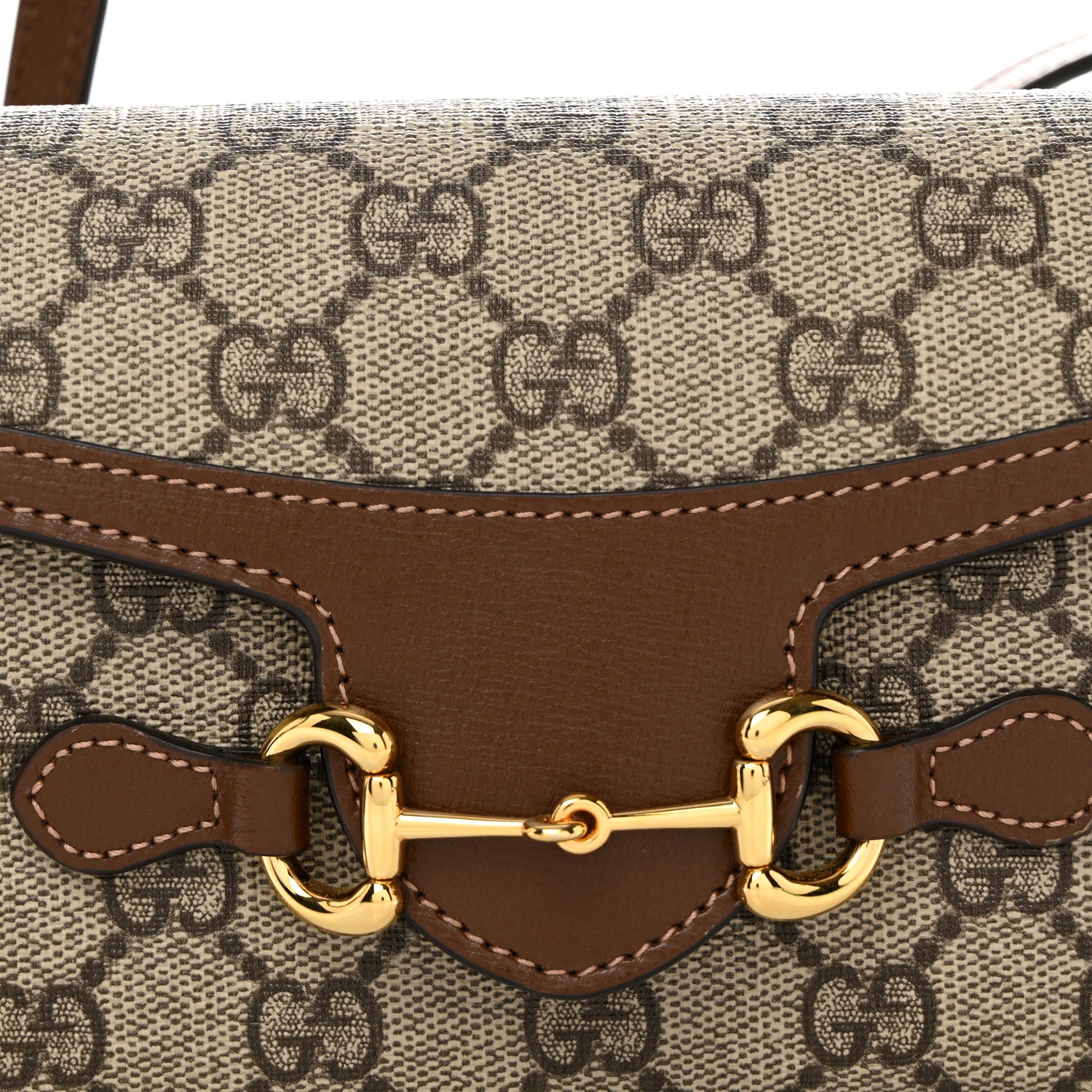 Gucci GG Supreme Monogram Mini Horsebit 1955 Shoulder Bag Beige Brown Sugar 8 of 10