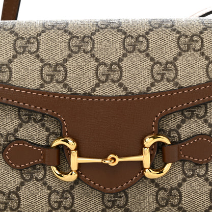 Gucci GG Supreme Monogram Mini Horsebit 1955 Shoulder Bag Beige Brown Sugar 8 of 10