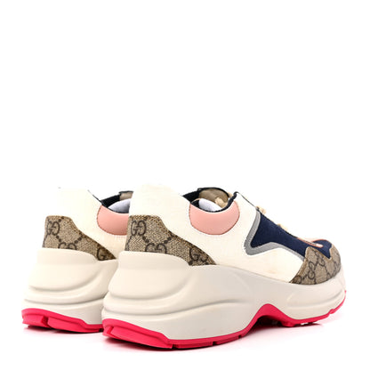 Gucci GG Supreme Monogram Mix Monogram Womens Rhyton Sneakers 37 London Blue Beige Pale Pink 5 of 9
