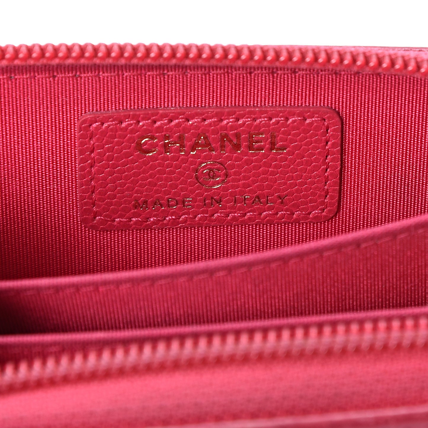 Caviar Quilted Boy Zip Around Coin Purse Wallet Fuchsia