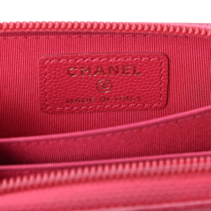 Chanel Caviar Quilted Boy Zip Around Coin Purse Wallet Fuchsia 5 of 7