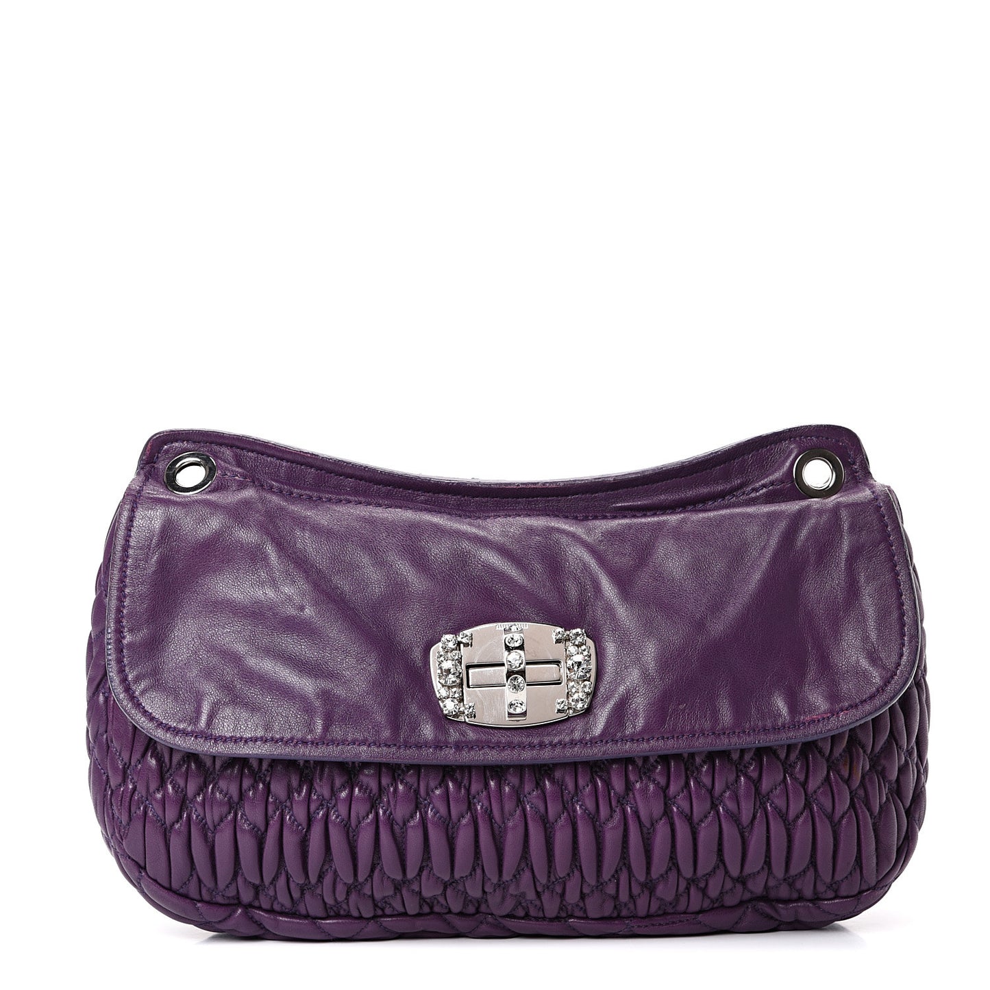Nappa Matelasse Crystal Flap Clutch Ciclamino