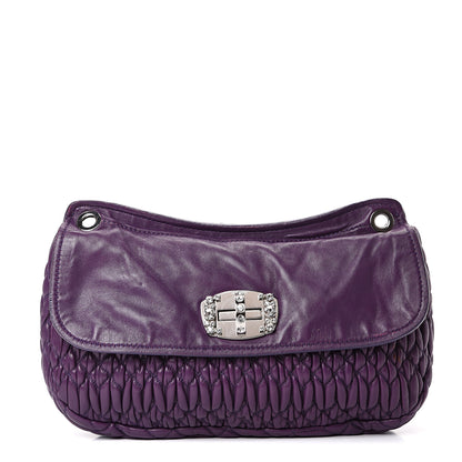 Miu Miu Nappa Matelasse Crystal Flap Clutch Ciclamino 1 of 11