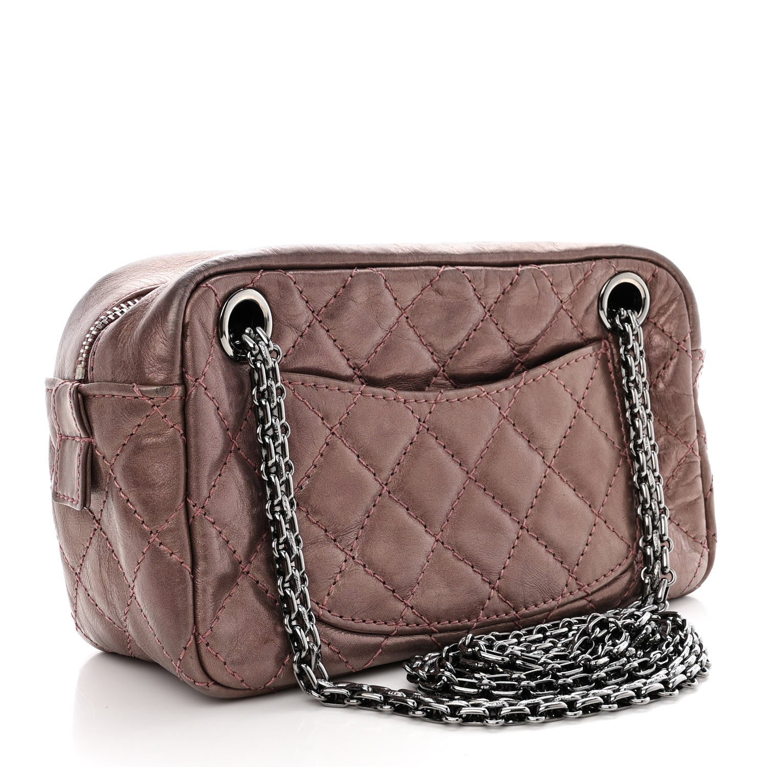 Chanel Metallic Aged Calfskin Quilted Small Reissue Camera Case Rose Fonce 2 of 10