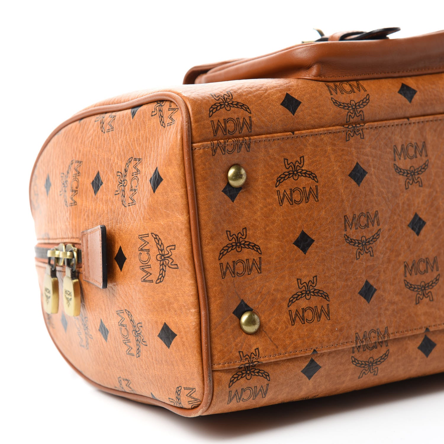 MCM Visetos Small Boston Bag Cognac 6 of 18