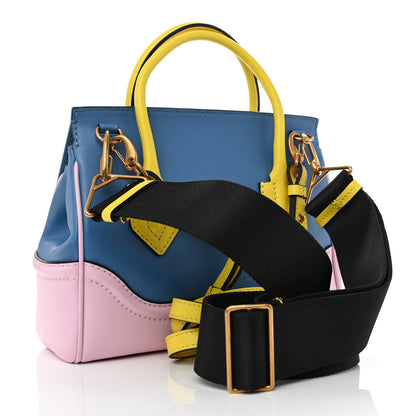 Versace Calfskin Medium Palazzo Empire Bag Blue Pink Yellow 3 of 9
