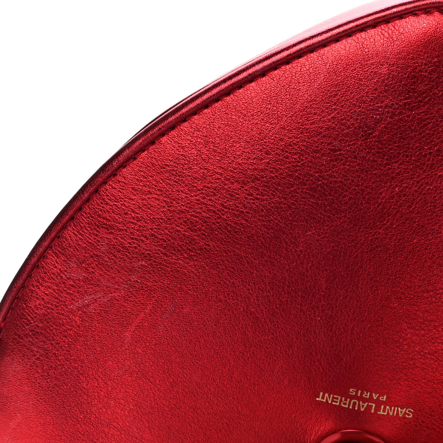 Saint Laurent Metallic Calfskin Heart Clutch Rouge 9 of 10