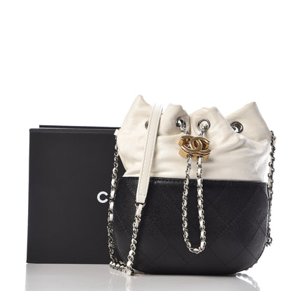 Chanel Aged Calfskin Quilted Small Gabrielle Bucket White Black 8 of 8