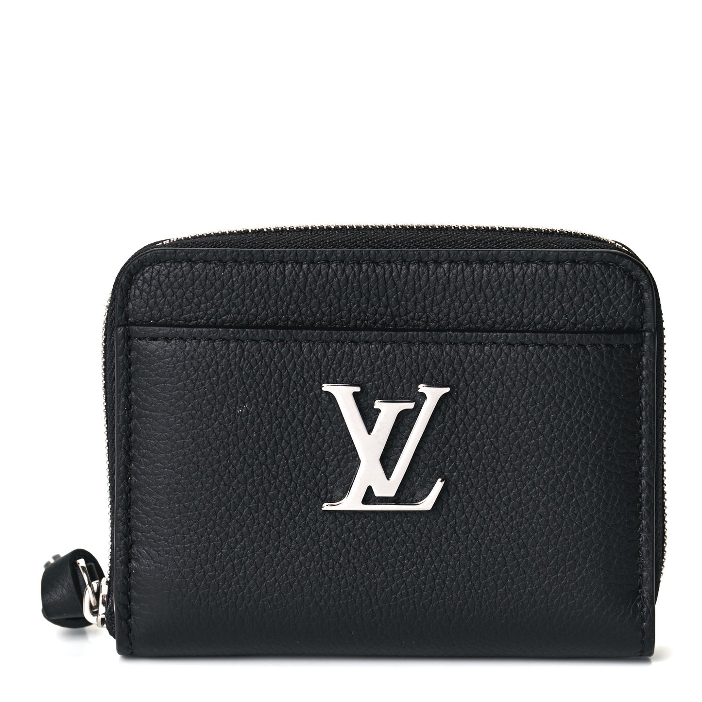 Calfskin Lockme Zippy Coin Purse Black