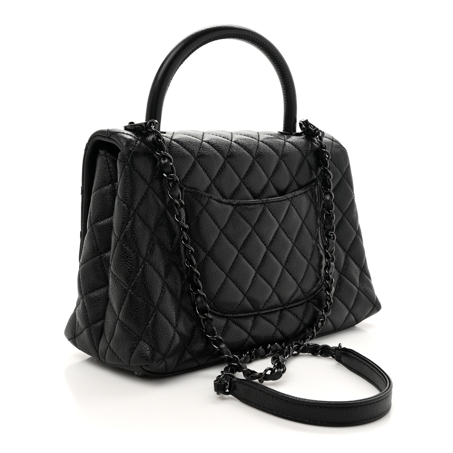 Chanel Caviar Quilted Small Coco Handle Flap So Black 3 of 13