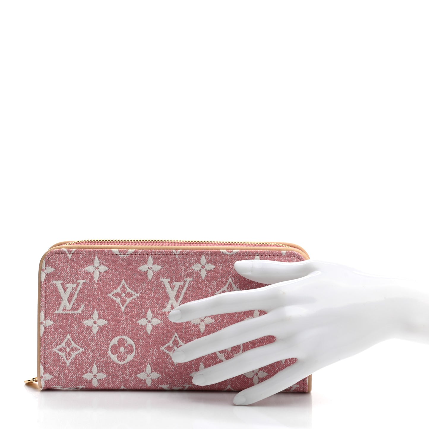 Denim Monogram Jacquard Zippy Wallet Pink