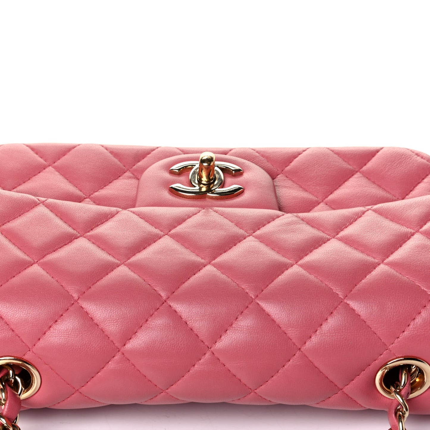 Lambskin Quilted Valentine Charms Mini Rectangular Flap Pink