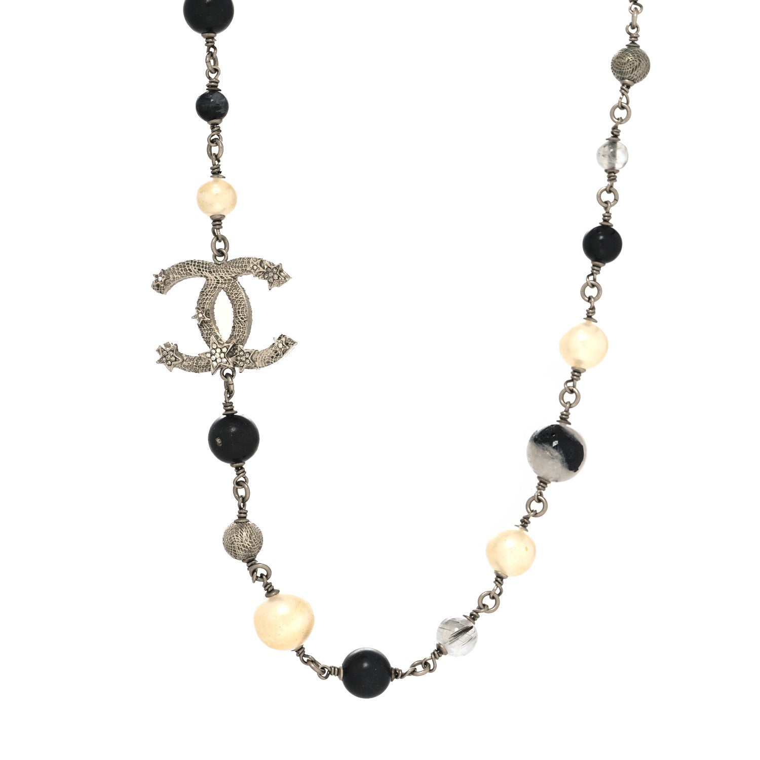 Chanel Beaded CC Short Necklace Ruthenium Black 1 of 5