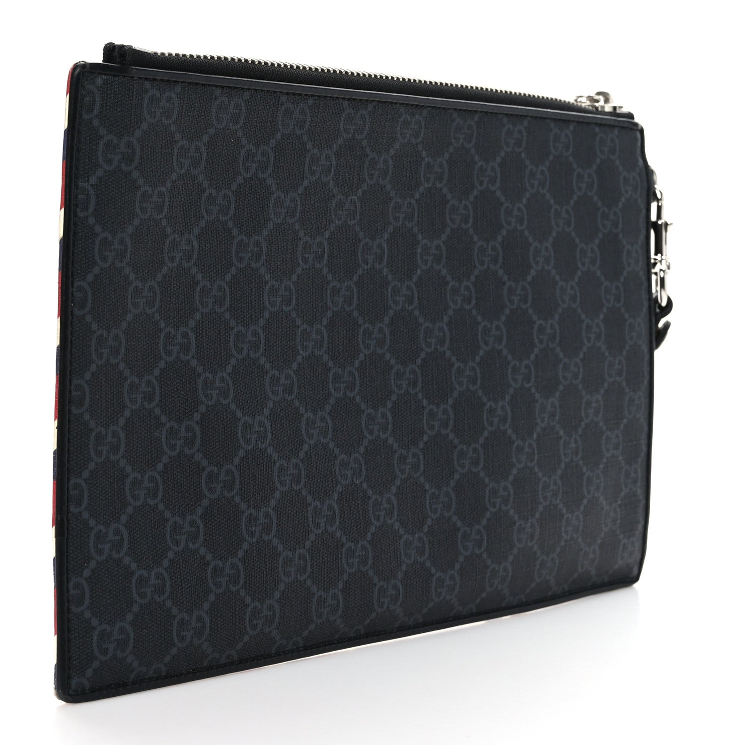 Gucci GG Supreme Monogram Night Courrier Zip Wristlet Pouch Black Multicolor 3 of 6