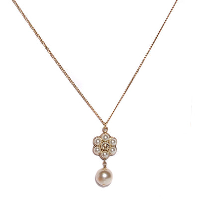 Chanel Pearl CC Camellia Necklace Light Gold 1 of 4