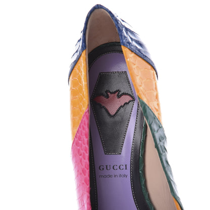 Gucci Snakeskin Crystal Double G Pumps 37 Multicolor 6 of 9
