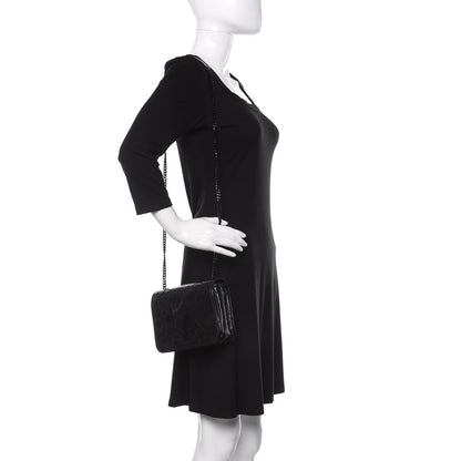 Saint Laurent Crinkled Calfskin Matelasse Monogram Niki Chain Wallet Black 2 of 9