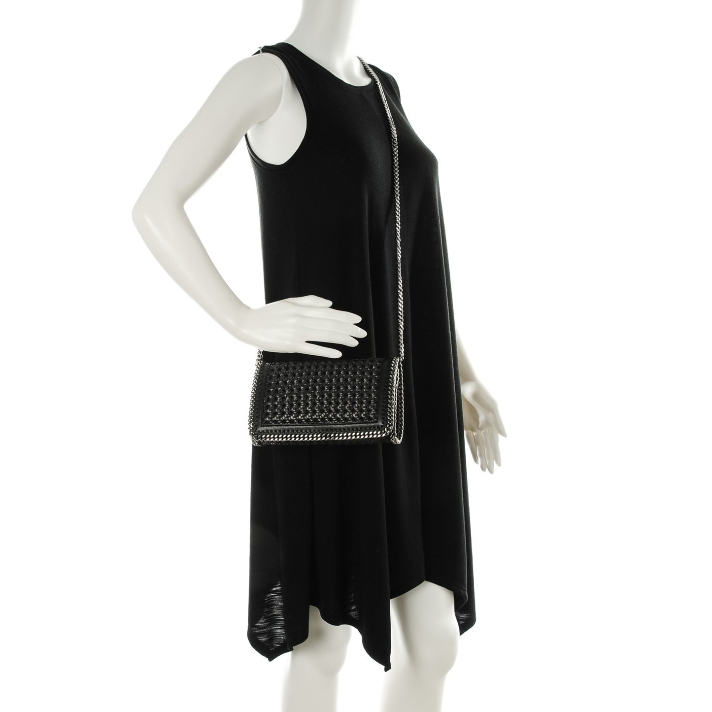 Faux Leather Woven Crossbody Black