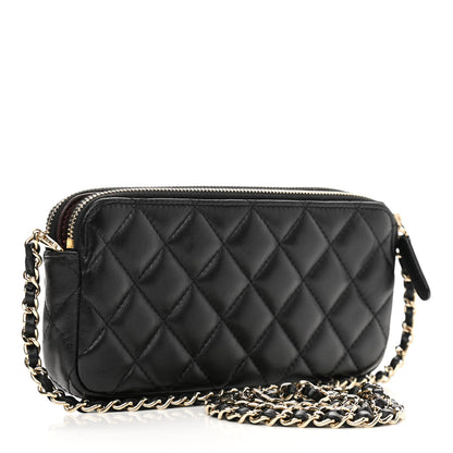 Chanel Lambskin Quilted Small Clutch With Chain Black 3 of 13