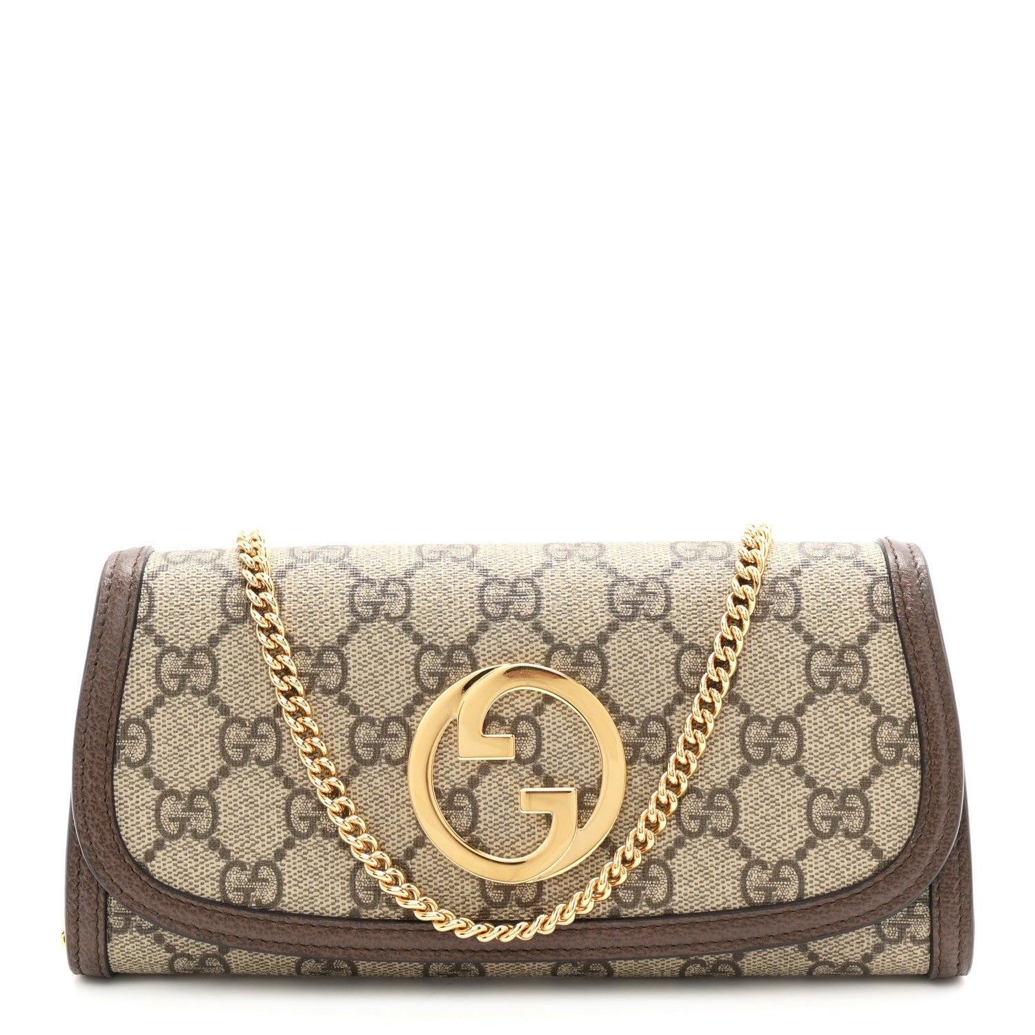 Gucci GG Supreme Monogram Textured Dollar Calfskin Blondie Continental Chain Wallet Beige Ebony New Acero 1 of 11