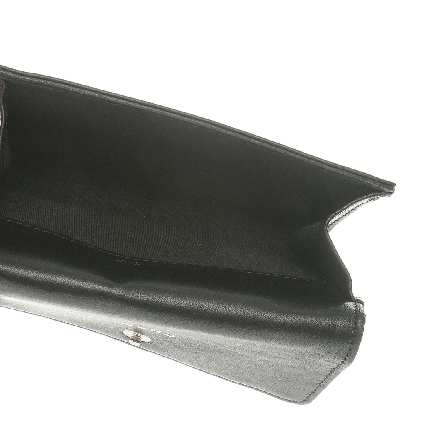 Calfskin Diamond Stitched Card Holder Wallet Black