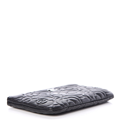 Chanel Goatskin Camellia Embossed Cosmetic Pouch Black 4 of 10