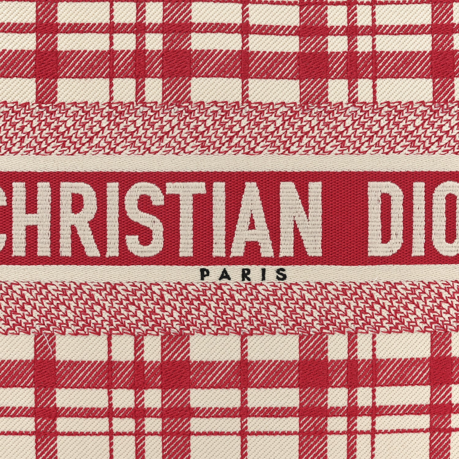 Christian Dior Canvas Embroidered Medium Check'n'Dior Book Tote Red Multicolor 8 of 11
