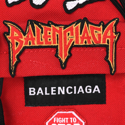 Balenciaga Recycled Casual Nylon Patches Mini Explorer Crossbody Backpack Red 7 of 11