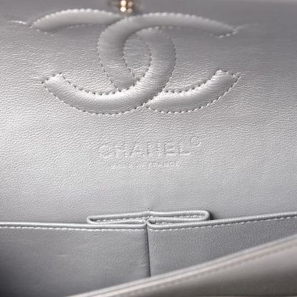 Chanel Metallic Lambskin Quilted Medium Double Flap Silver 7 of 10