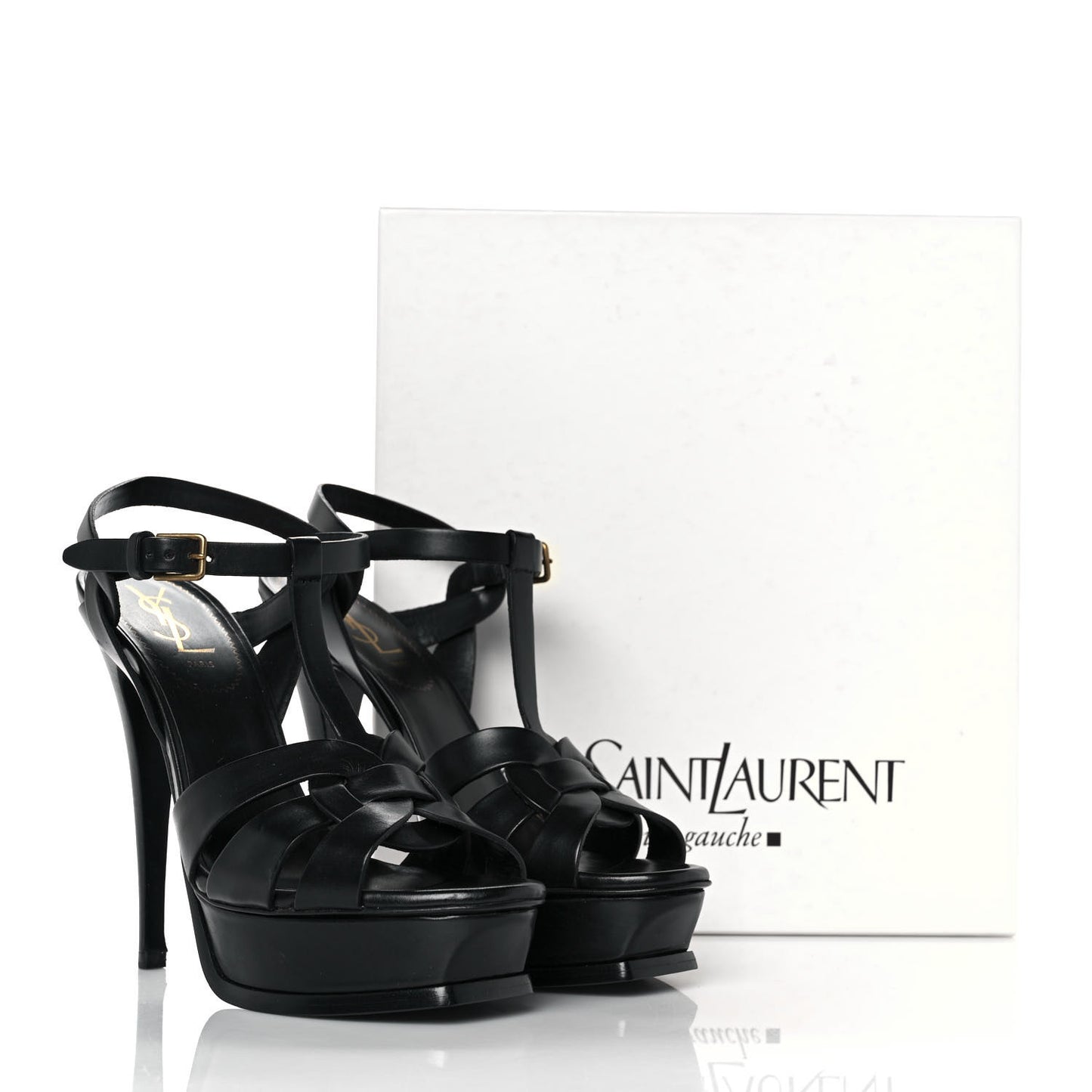 Calfskin Tribute 105 Platform Sandals 38 Black