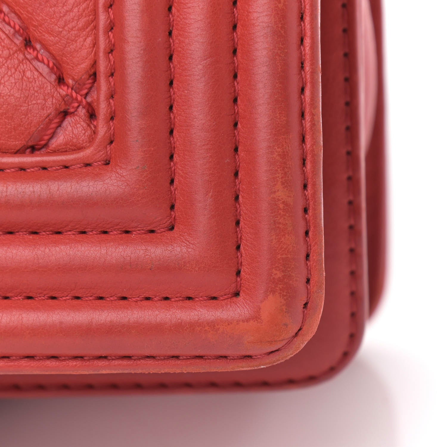 Chanel Calfskin Quilted Double Stitch Medium Boy Flap Red 15 of 19