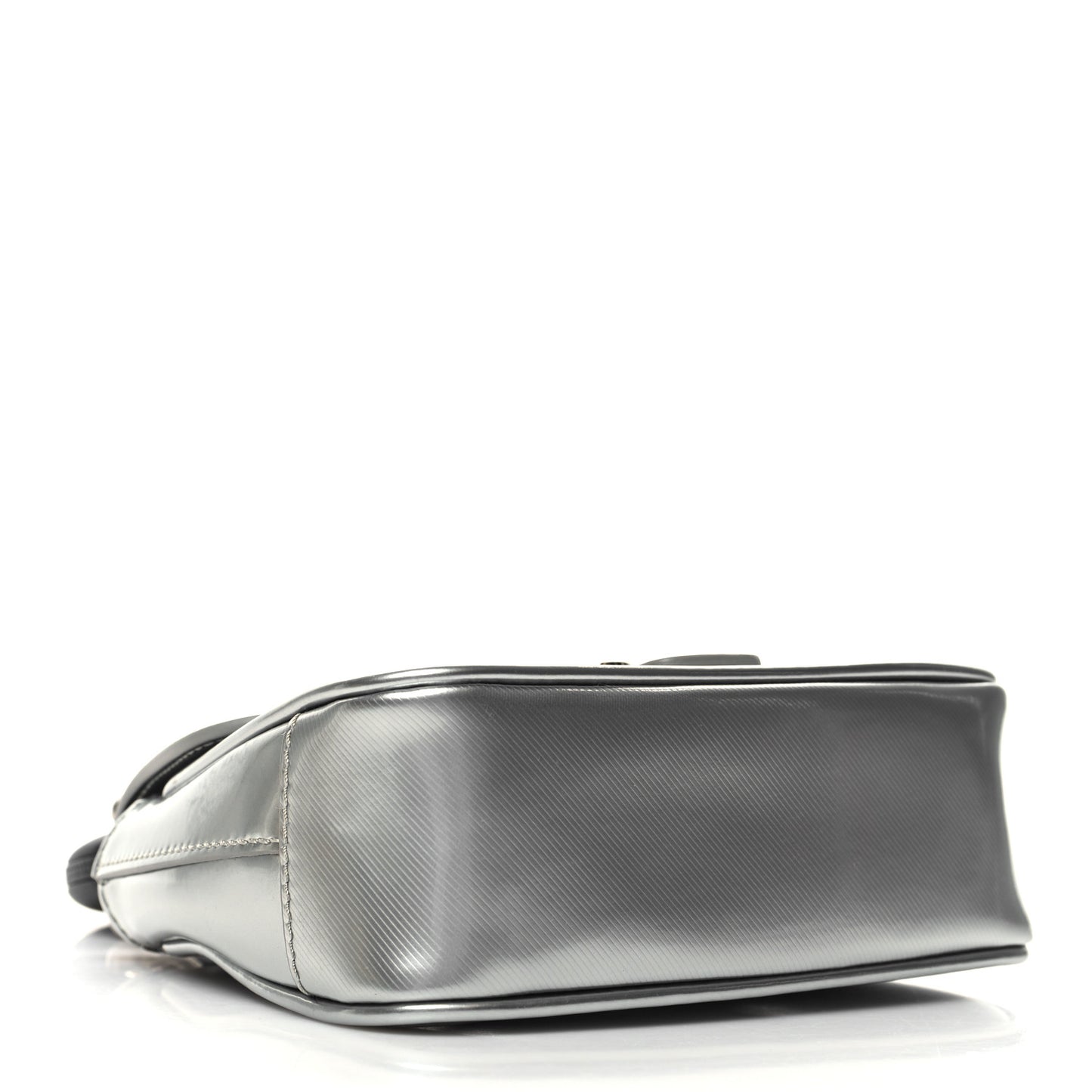 Metallic Trench Calfskin Mini DK88 Top Handle Bag Silver
