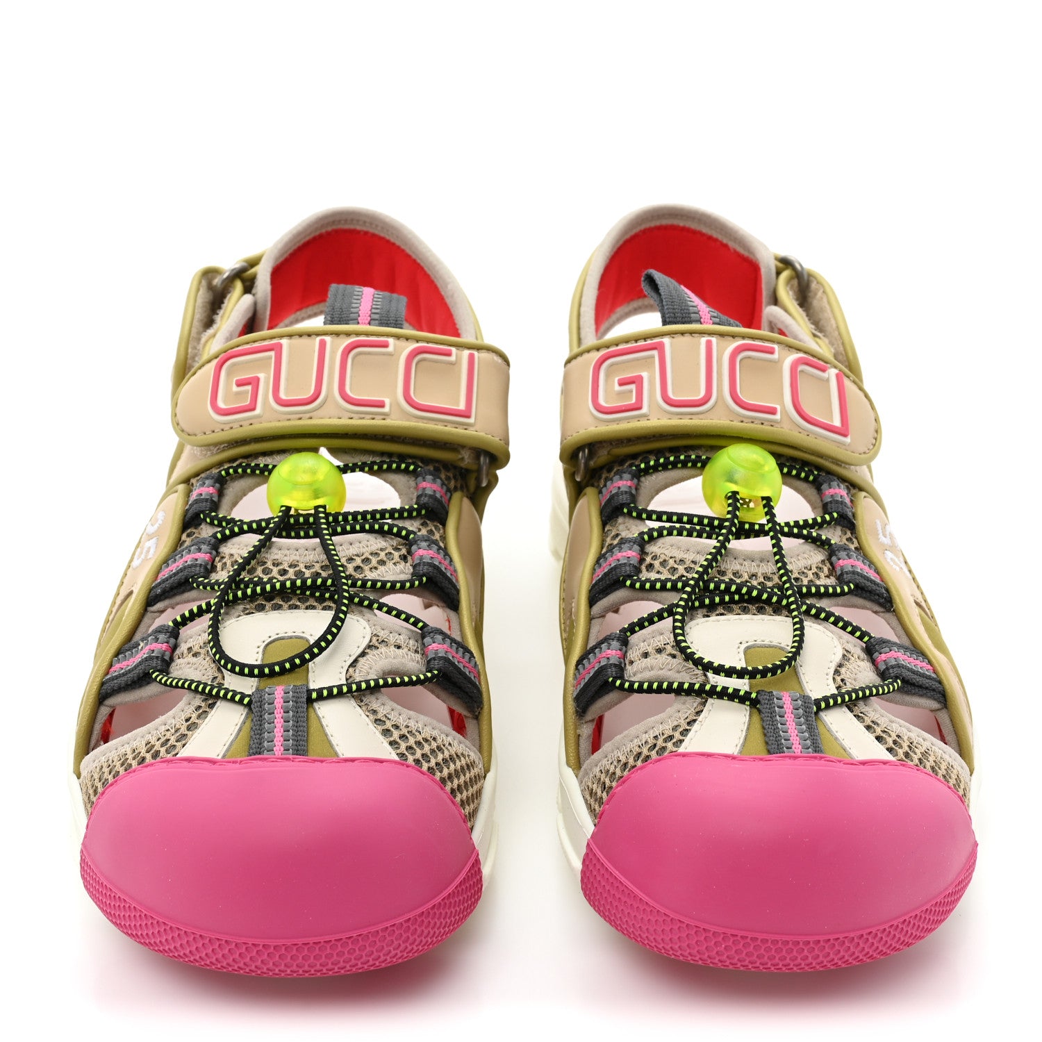 Gucci Mesh Fabric Tinsel Sport Sandals 38 Loess Sand Box Pink 2 of 9