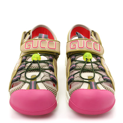 Gucci Mesh Fabric Tinsel Sport Sandals 38 Loess Sand Box Pink 2 of 9