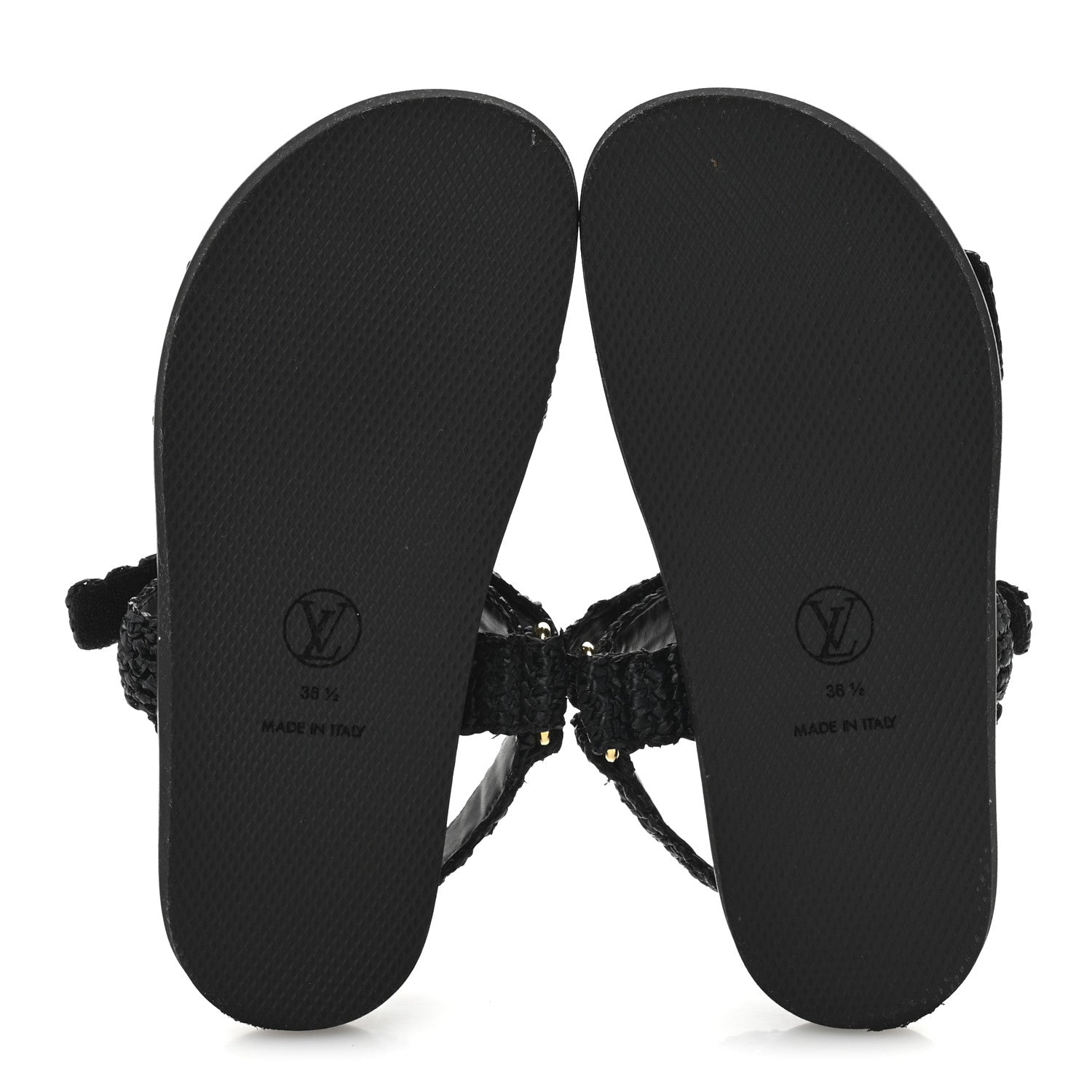 Louis Vuitton Raffia Sunset Comfort Flat Sandals 36.5 Black 6 of 9