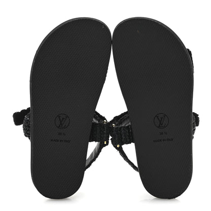 Louis Vuitton Raffia Sunset Comfort Flat Sandals 36.5 Black 6 of 9